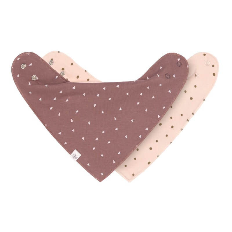 Set 2 bavete tip bandana Lassig – Dots Powder Pink/Triangle Cinnamon