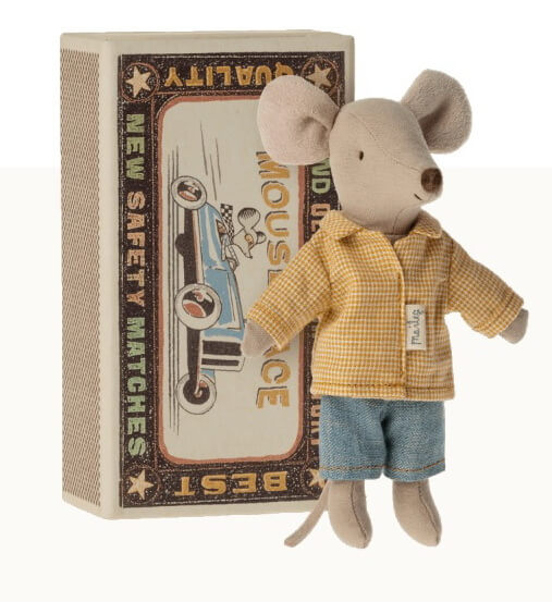 Jucarie textila Big Brother Mouse in Matchbox Maileg