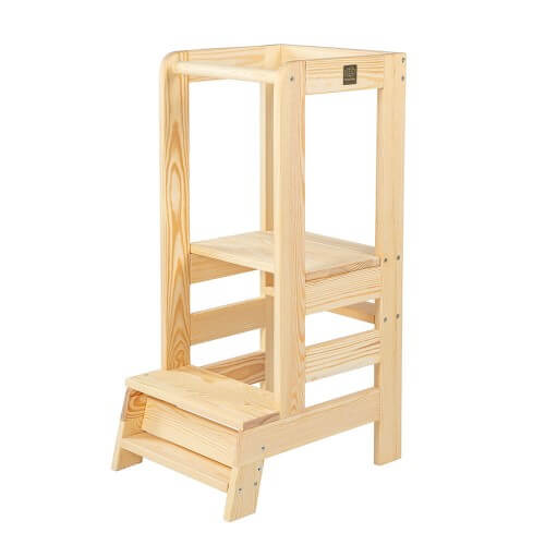 Learning Tower ajustabil Meow Baby - Natural Wood