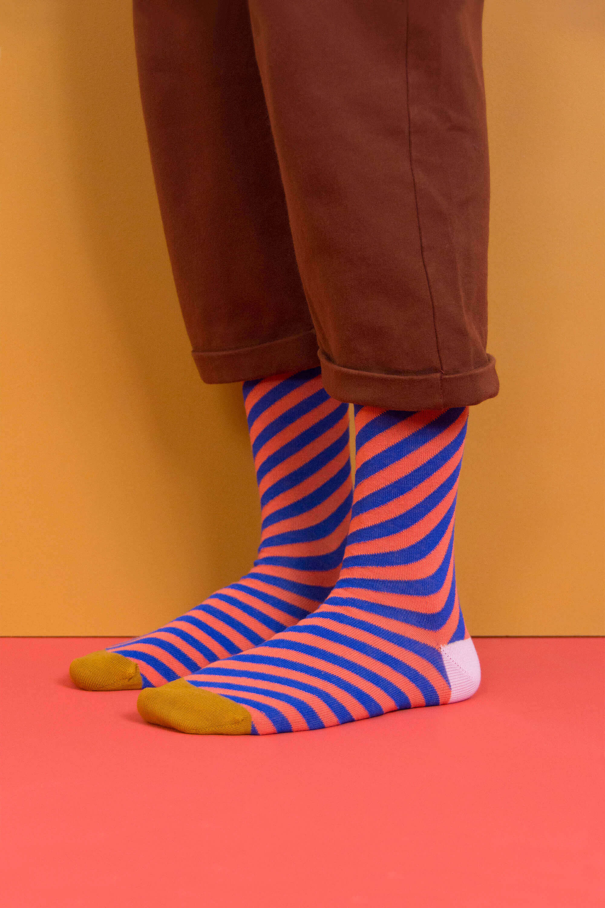 Sosete Sticky Lemon - Diagonal Stripes/Ink Blue/Peachy Pink