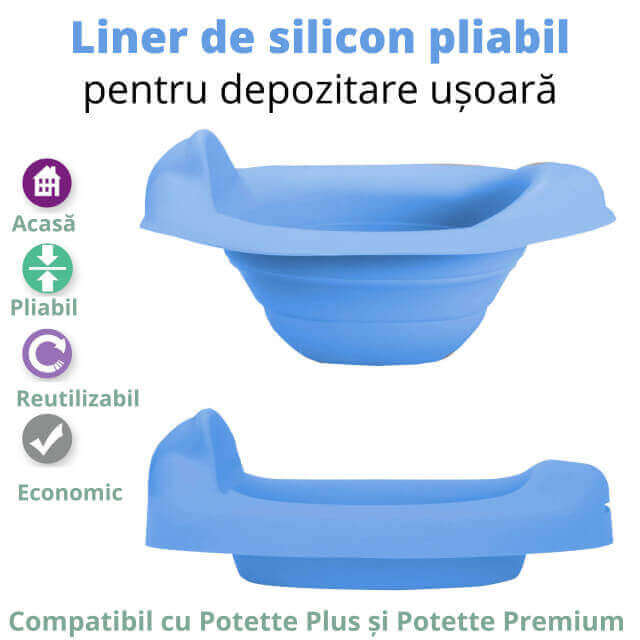 Liner reutilizabil din silicon pentru olita portabila Potette Plus - Albastru