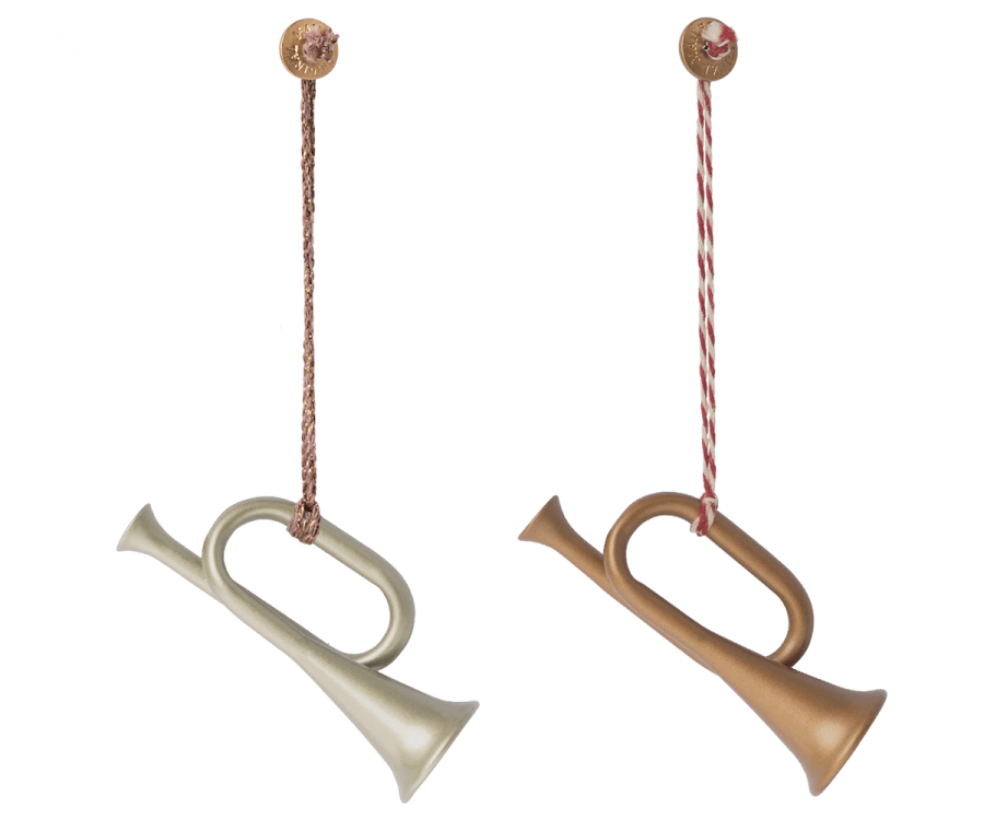 Set 2 ornamente metalice pentru brad Maileg - Trumpet