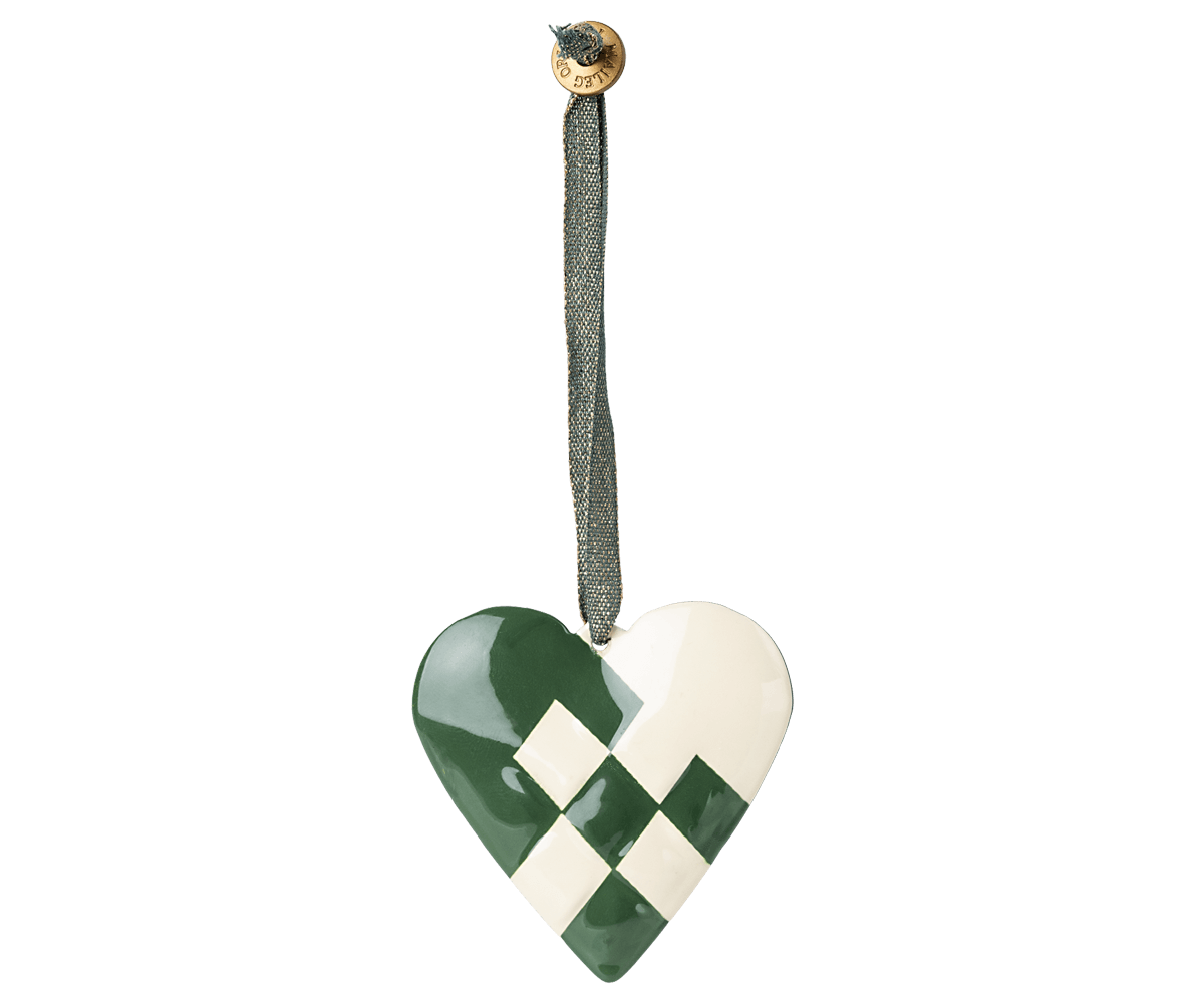 Ornament metalic pentru brad Braided Heart Maileg - Dark Green