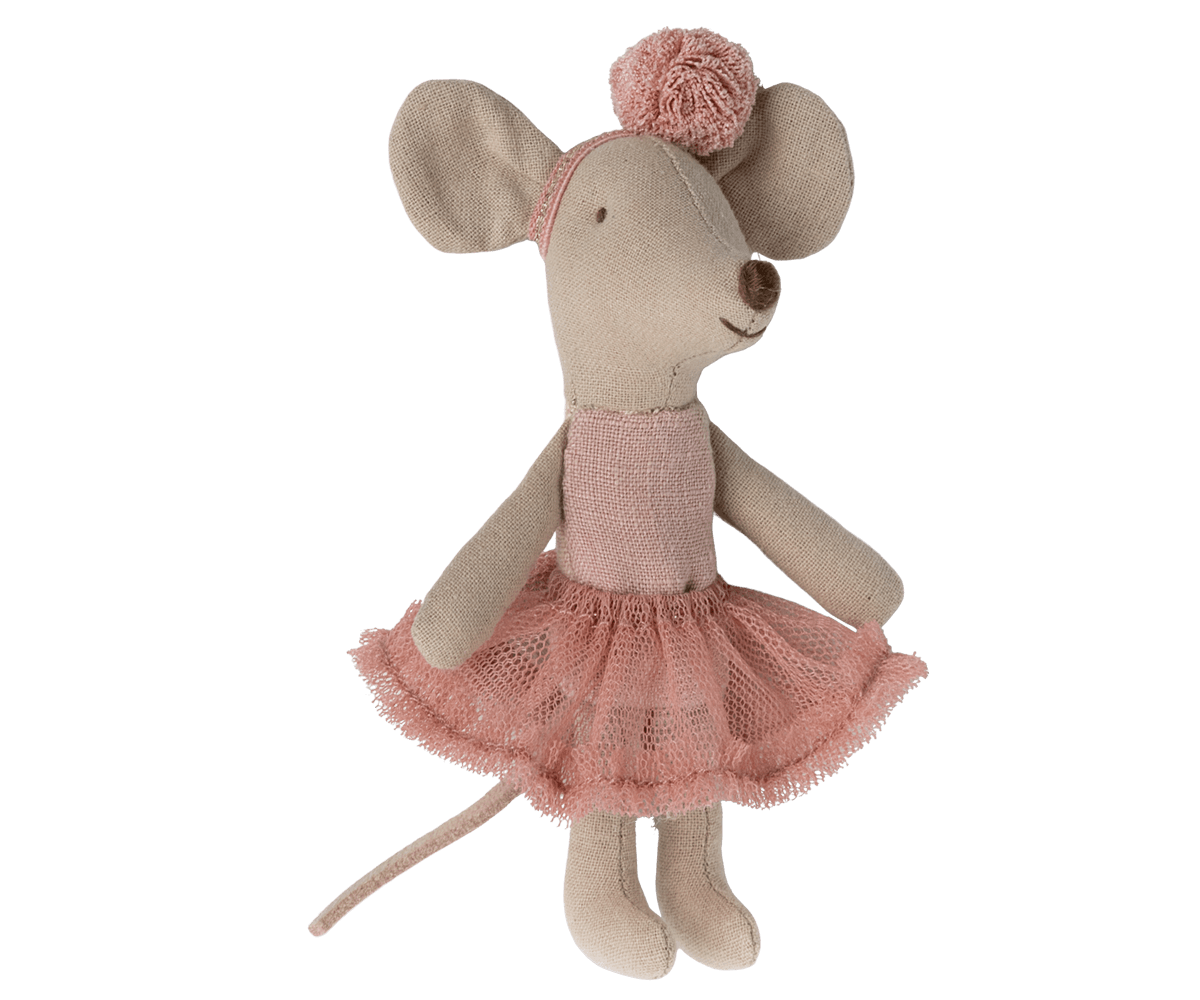 Jucarie textila Ballerina Mouse Little Sister Maileg - Rose
