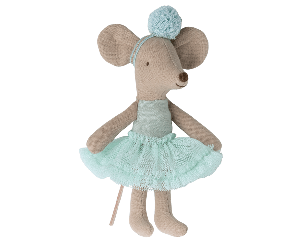 Jucarie textila Ballerina Mouse Little Sister Maileg - Light Mint