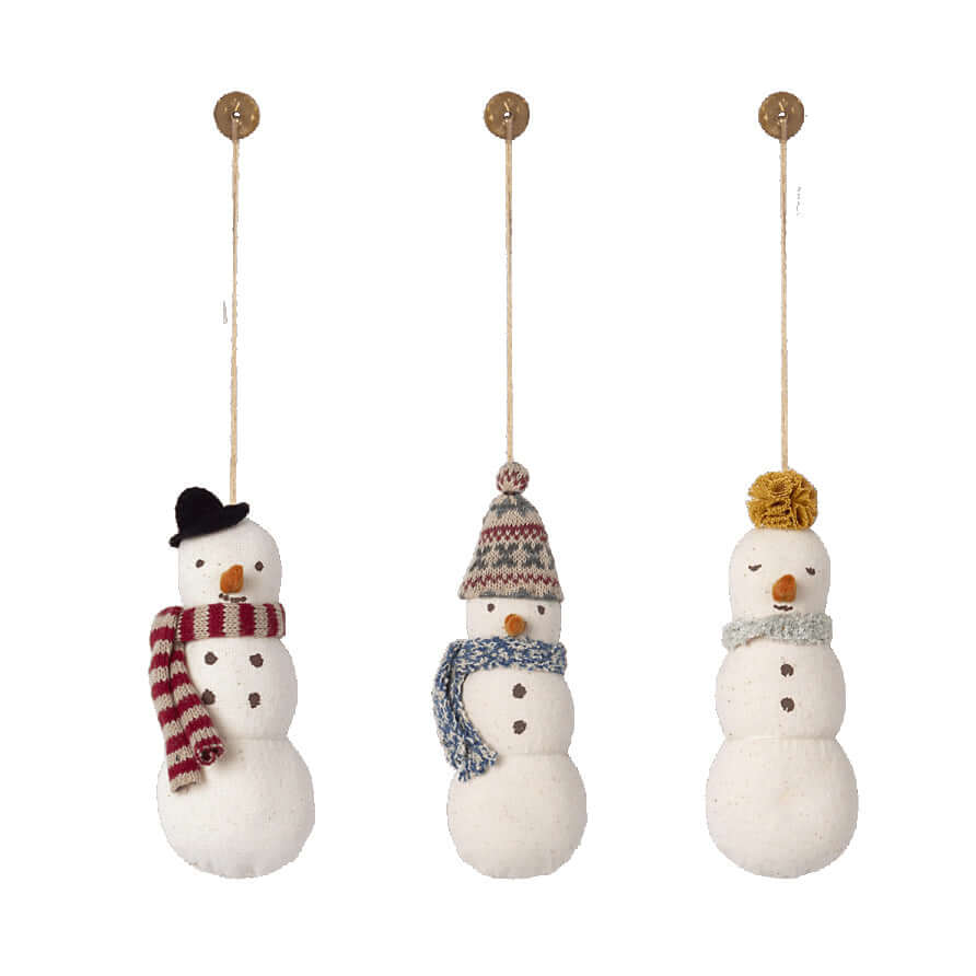 Set 3 ornamente textile pentru brad Snowman Maileg