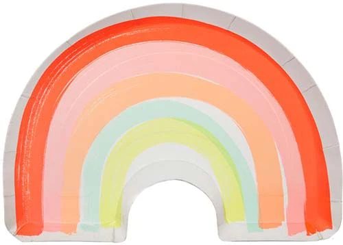 Set 12 farfurii de unica folosinta Neon Rainbow Meri Meri