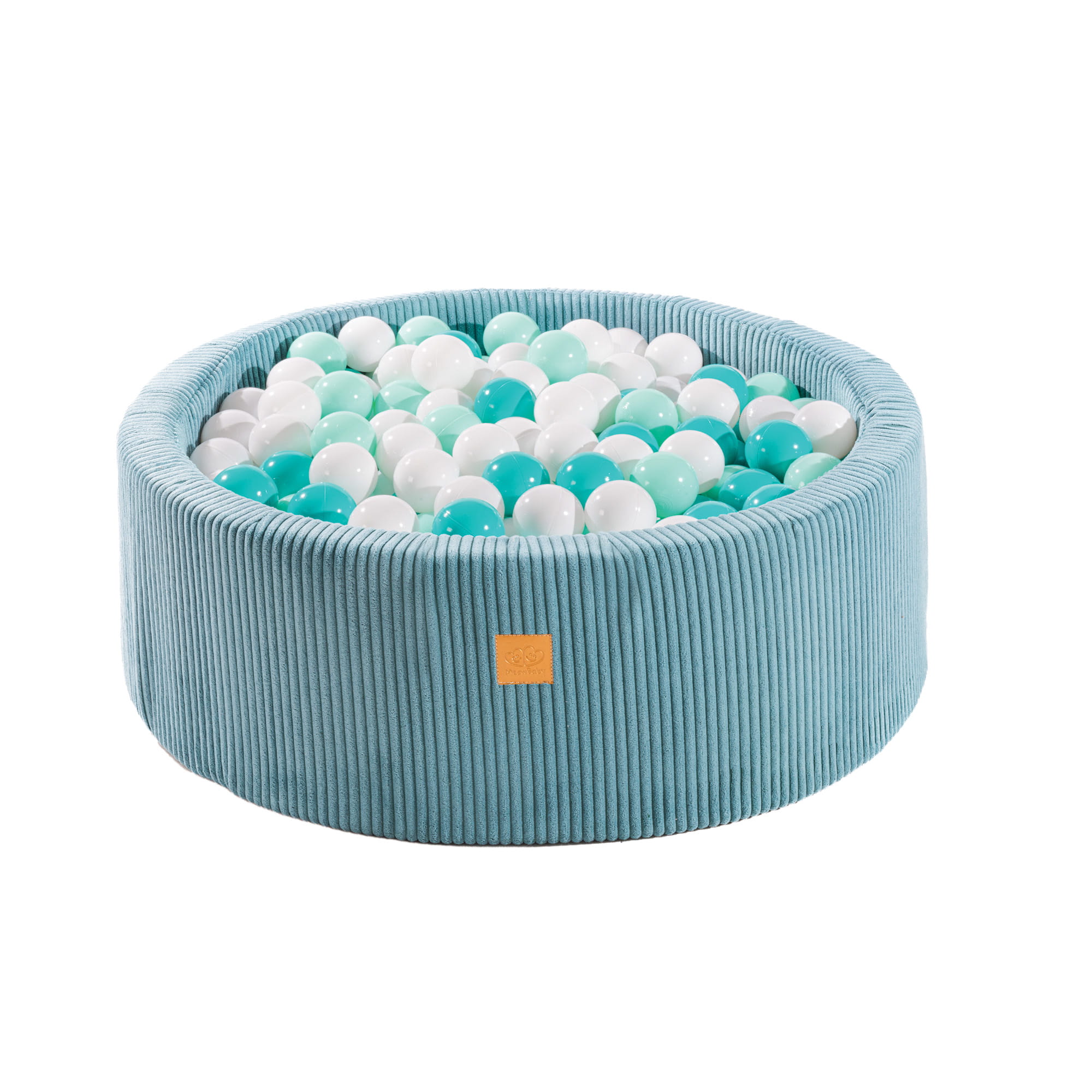 Piscina cu bile Boucle Corduroy Turquoise Meow Baby – White/Mint/Turquoise