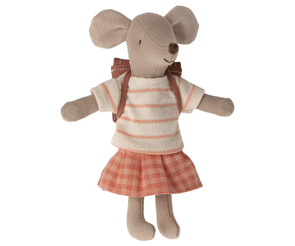 Jucarie textila Tricycle Mouse Big Sister Maileg – Coral