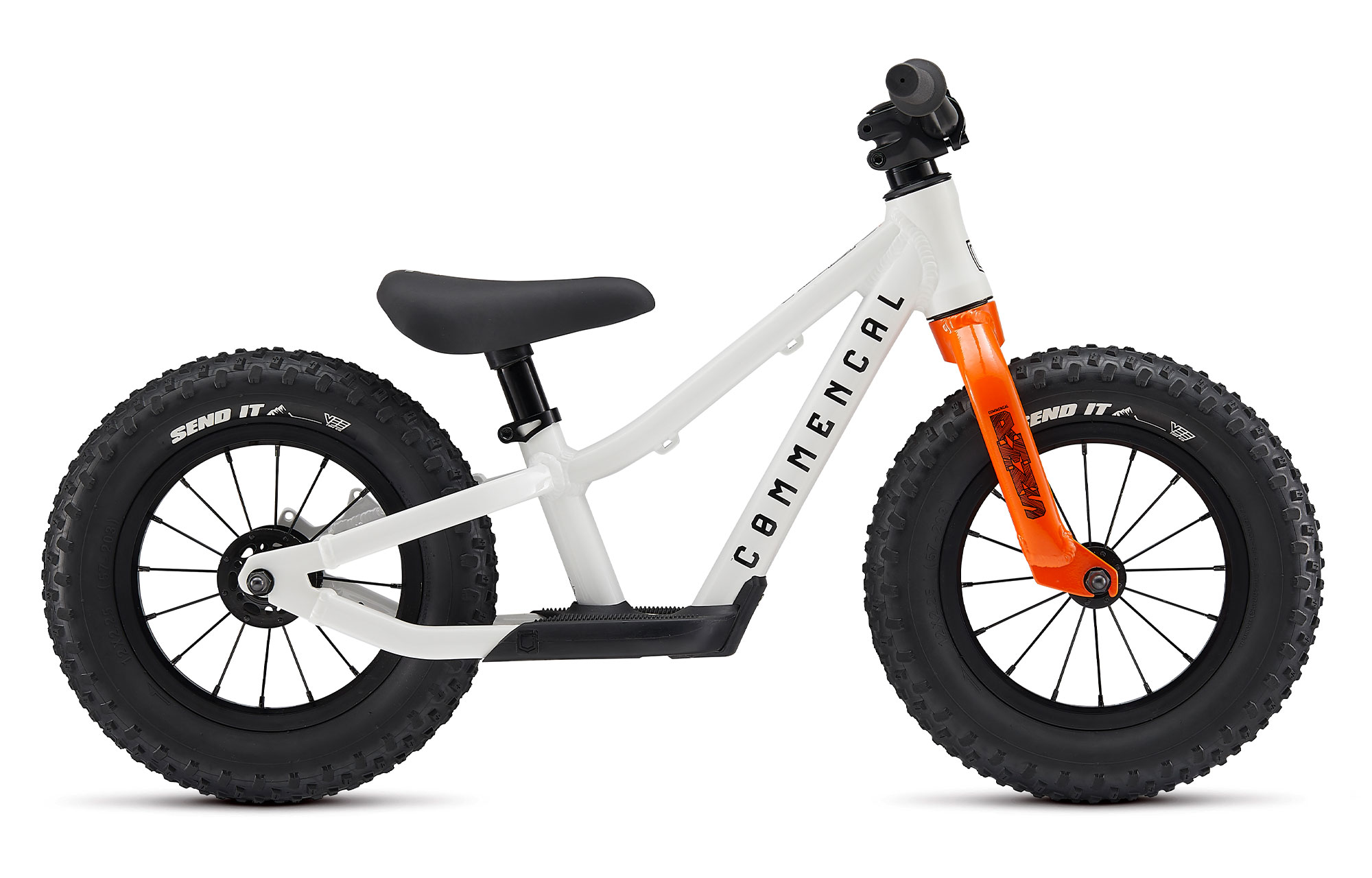 Bicicleta de echilibru COMMENCAL Ramones 12″ cu pedale – PURE WHITE