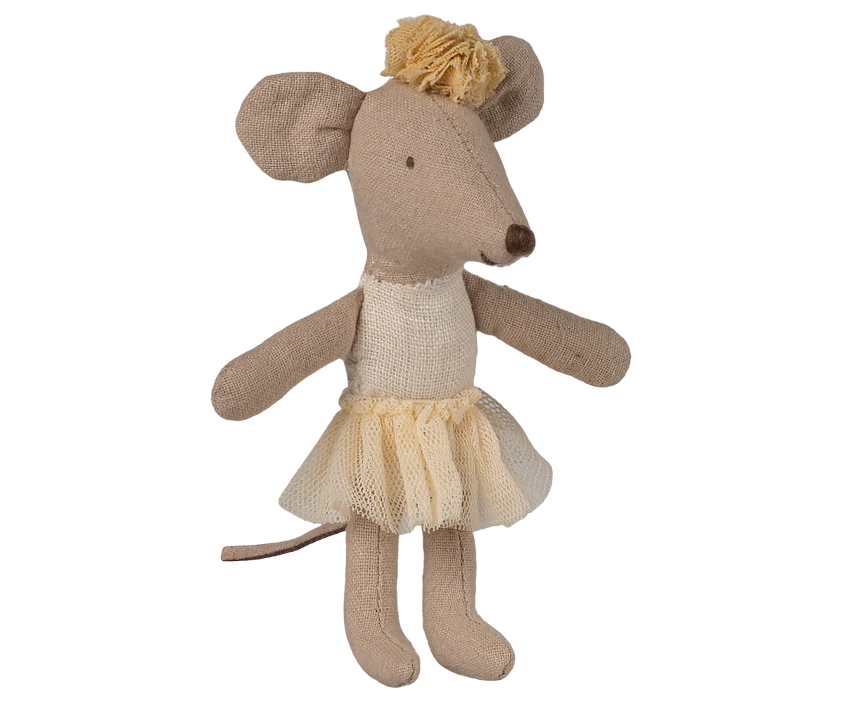 Jucarie textila Ballerina Mouse Little Sister Maileg – Off White