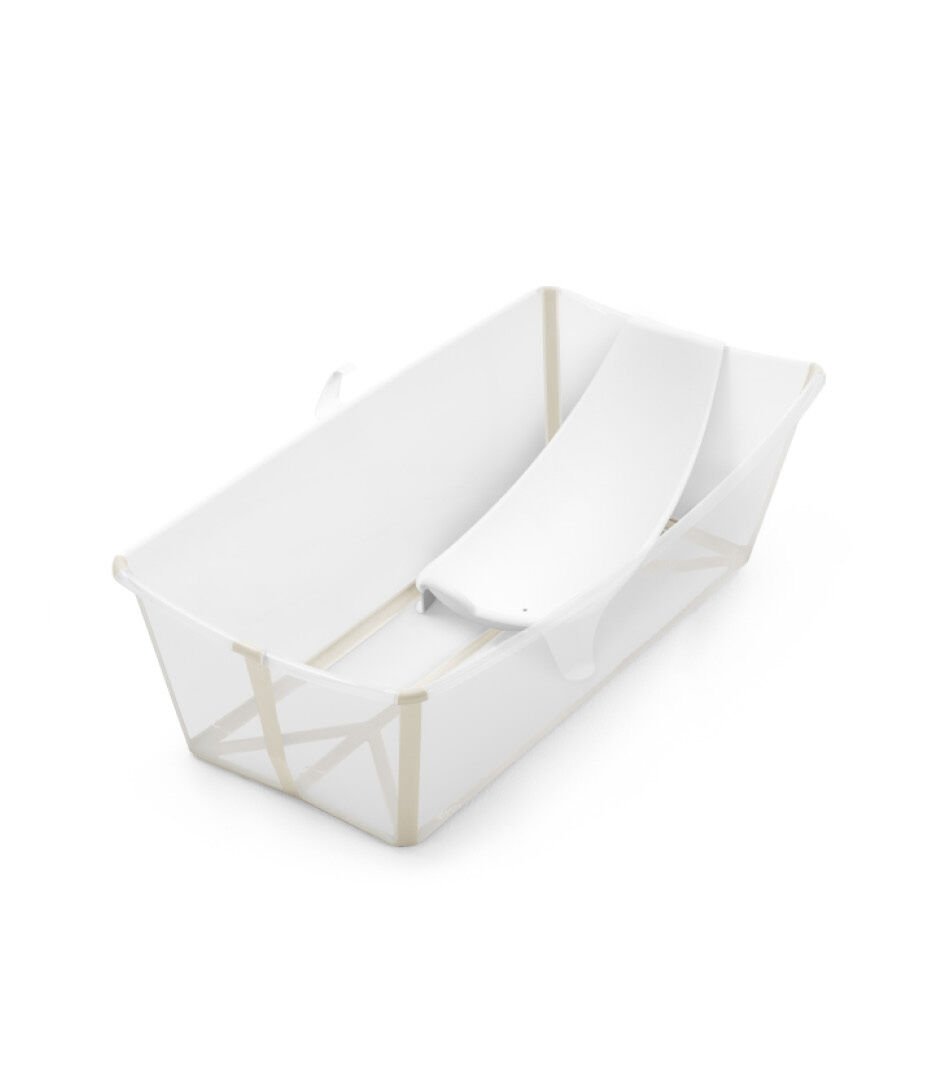 Cadita pliabila pentru bebelusi X-Large 0-6 ani + suport nou-nascuti Stokke® Flexi Bath® – Sandy Beige