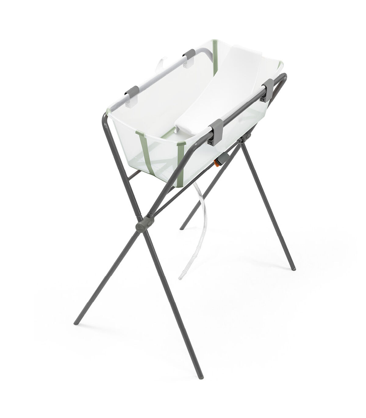 Cadita pliabila pentru bebelusi 0-4 ani + suport metalic pliabil Stokke® Flexi Bath® – Transparent Green