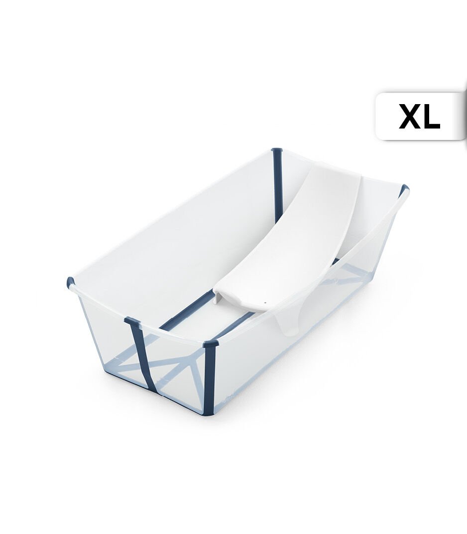 Cadita pliabila pentru bebelusi X-Large 0-6 ani + suport nou-nascuti Stokke® Flexi Bath® – Transparent Blue