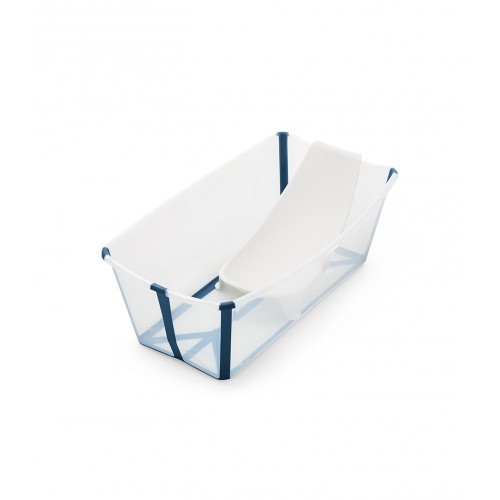 Cadita pliabila pentru bebelusi 0-4 ani + suport nou-nascuti Stokke® Flexi Bath® – Transparent Blue