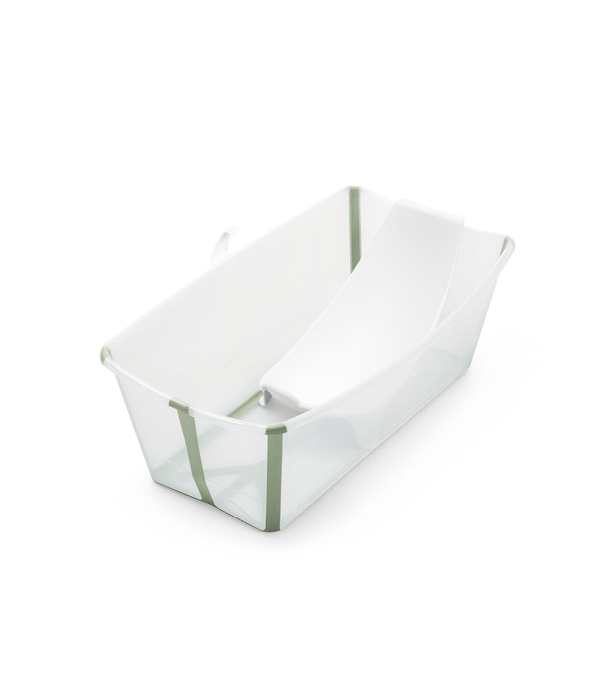 Cadita pliabila pentru bebelusi 0-4 ani + suport nou-nascuti Stokke® Flexi Bath® – Transparent Green