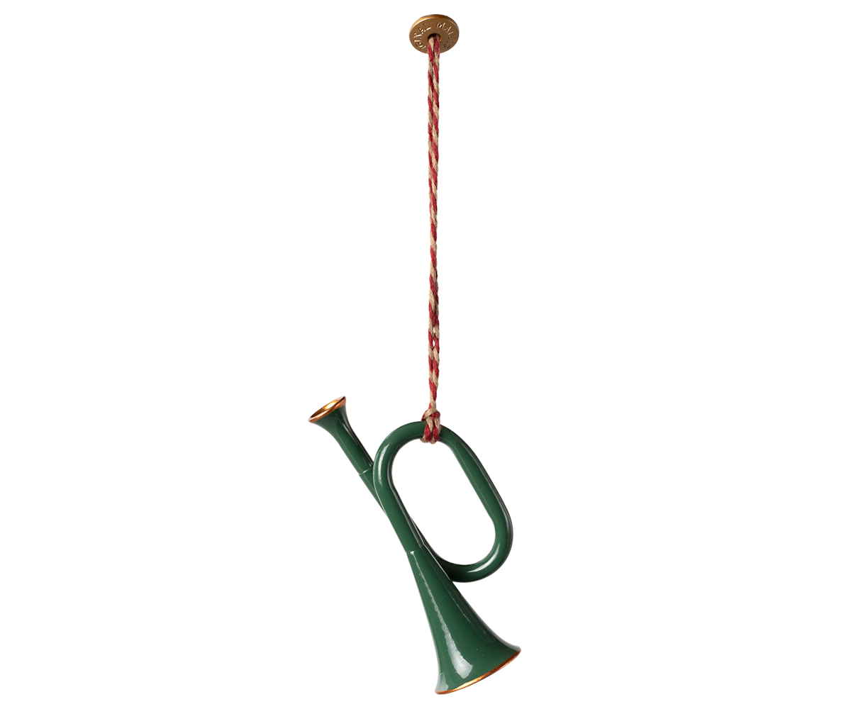 Ornament metalic pentru brad Trumpet Maileg – Dark Green