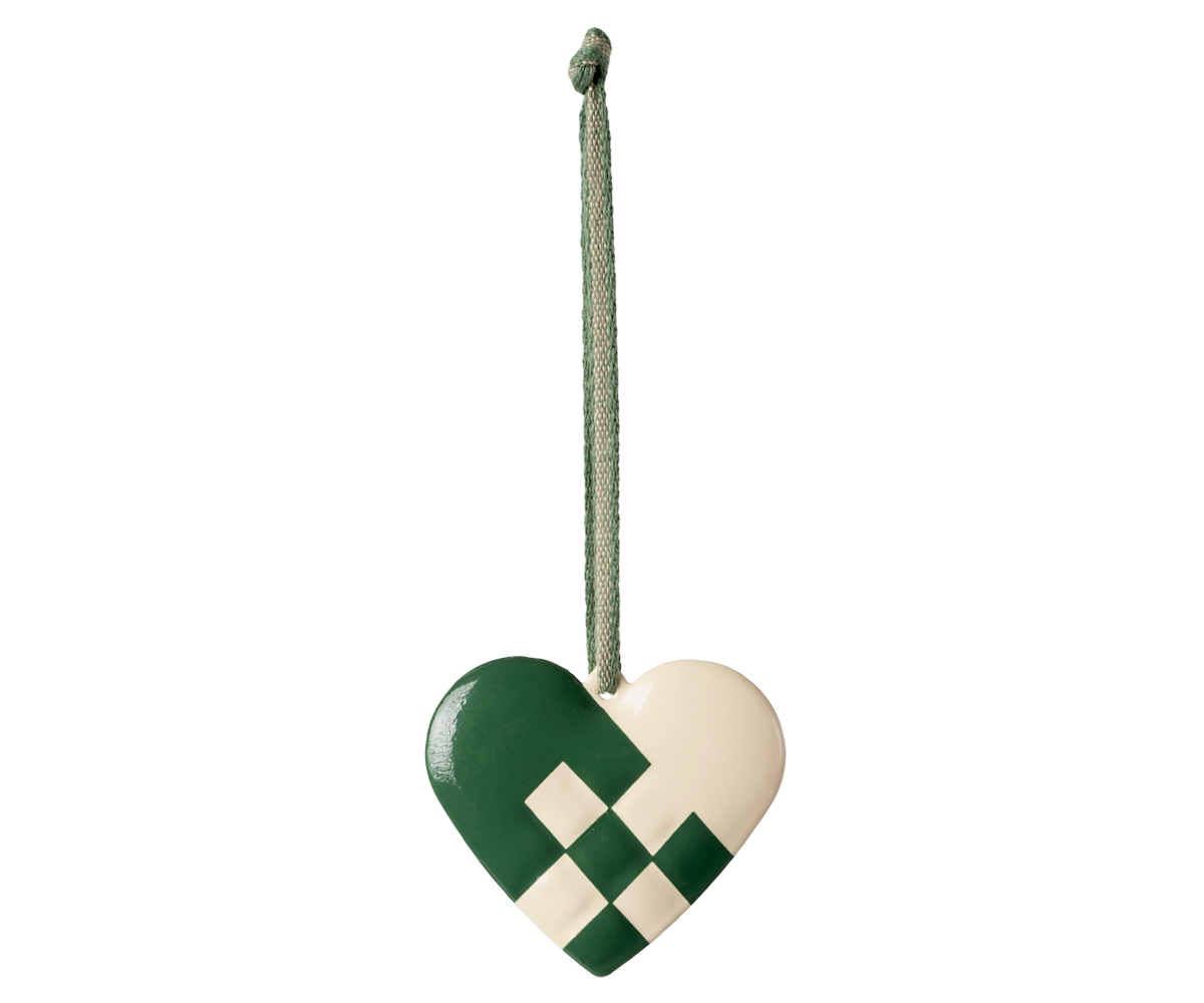 Ornament metalic pentru brad Small Heart Maileg – Dark Green