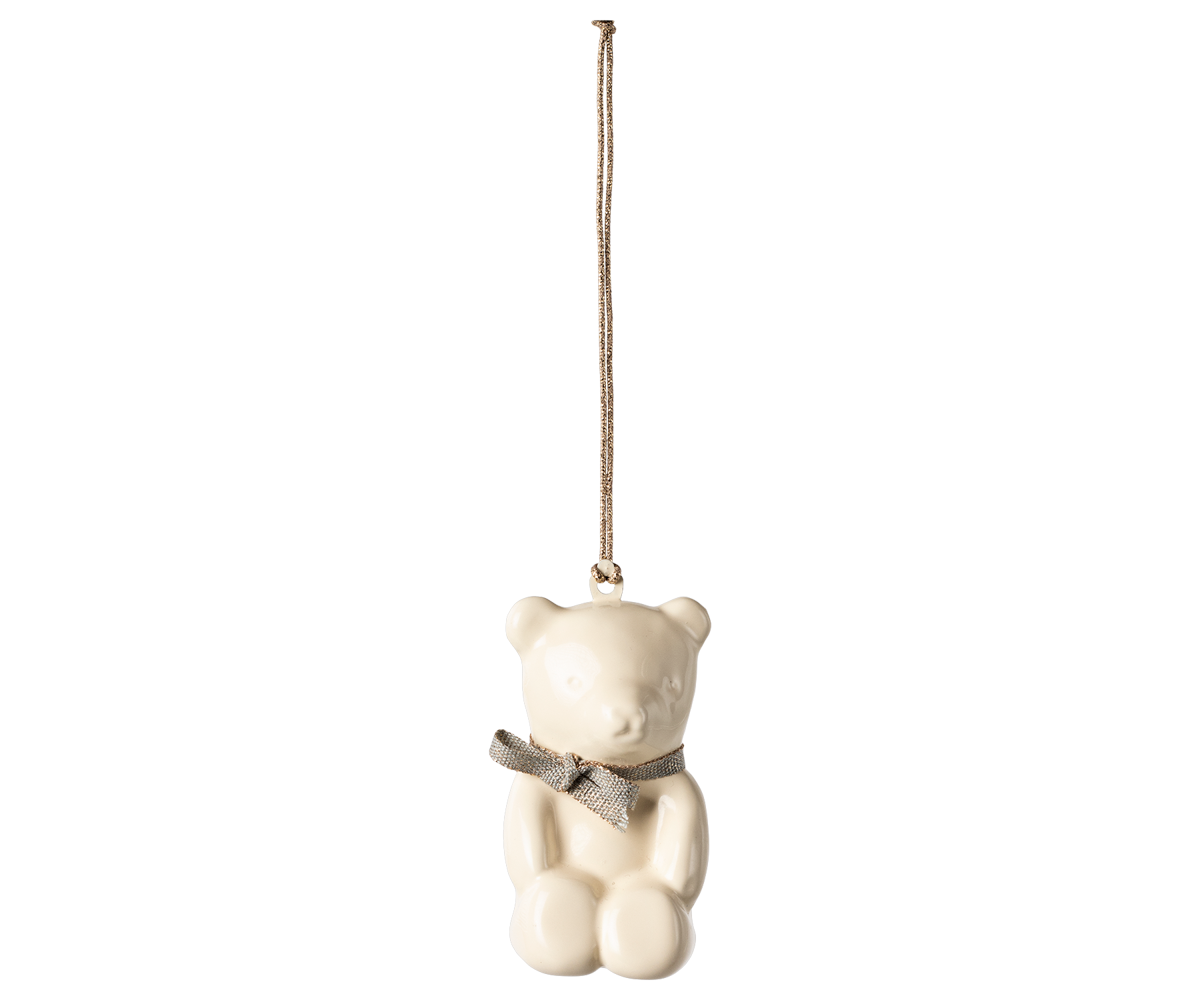 Ornament metalic pentru brad Teddy Bear Maileg – Off White/Blue