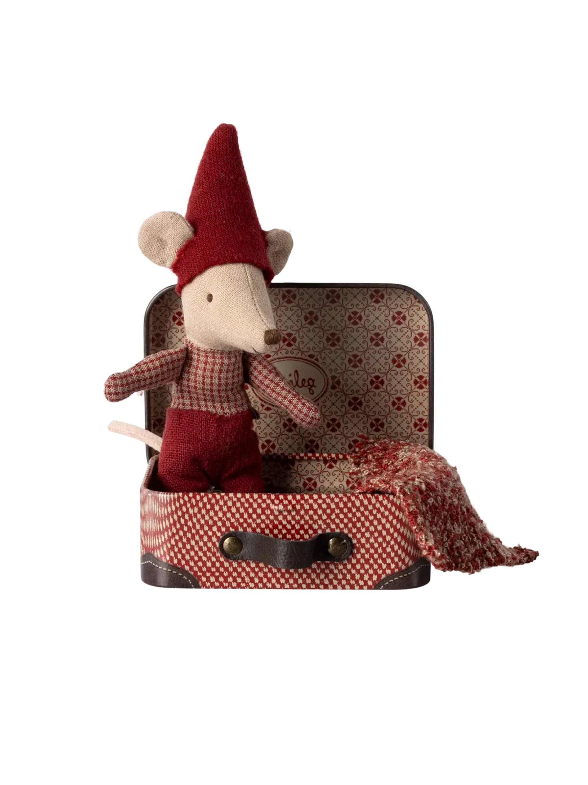 Christmas Mouse Baby in Suitcase Maileg