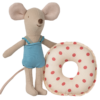 Jucarie textila Beach Mouse with Float Little Sister Maileg - Red Dot