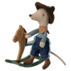 Jucarie textila Cowboy Mouse on Rocking Horse Little Brother Maileg