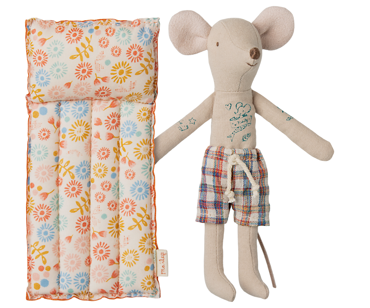 Jucarie textila Beach Mouse with Air Mattress Dad Maileg - Flower