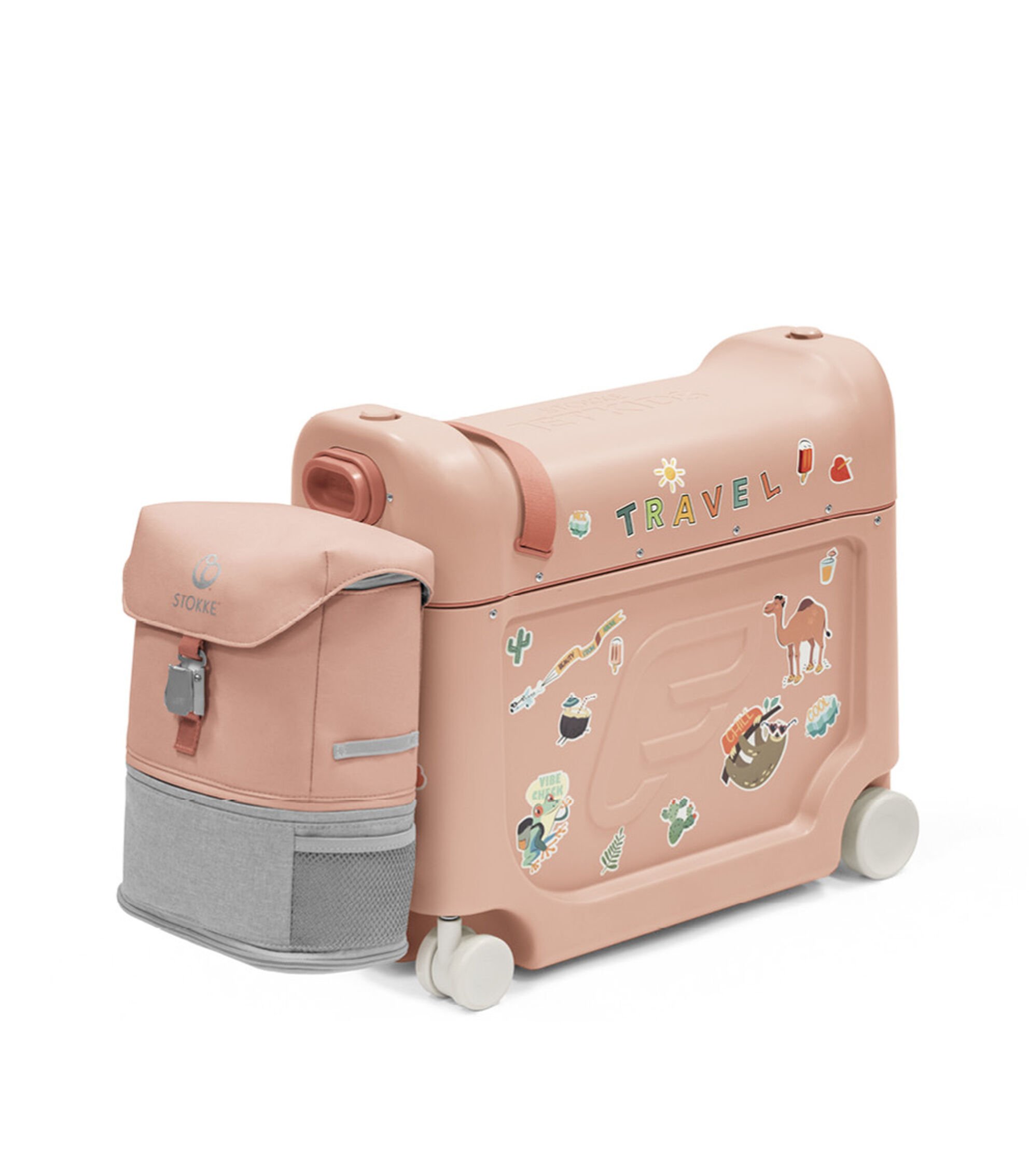 Set troller pentru copii si rucsac extensibil JetKids V4 by Stokke – Coral Pink