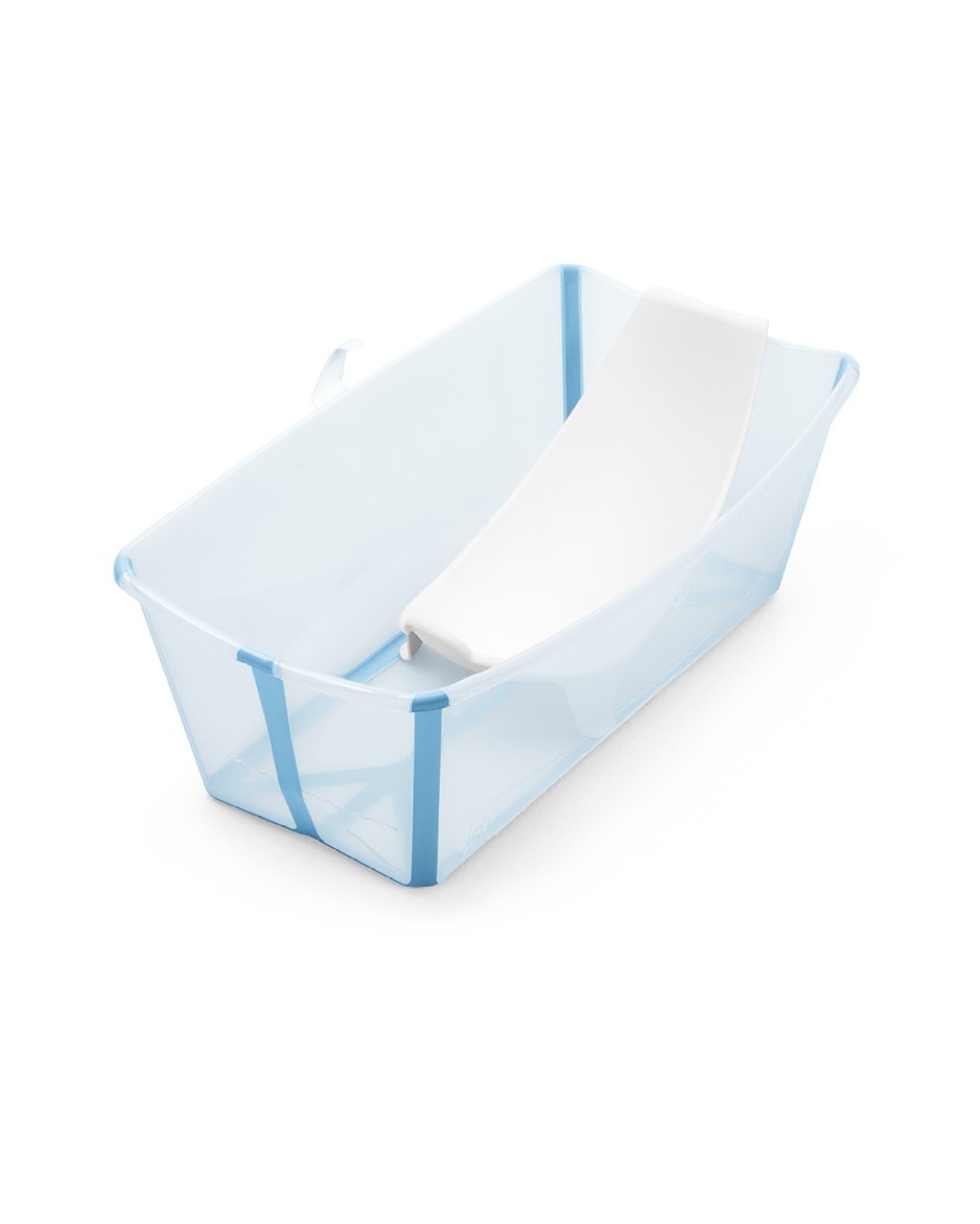Cadita pliabila pentru bebelusi X-Large 0-6 ani + suport nou-nascuti Stokke® Flexi Bath® – Ocean Blue