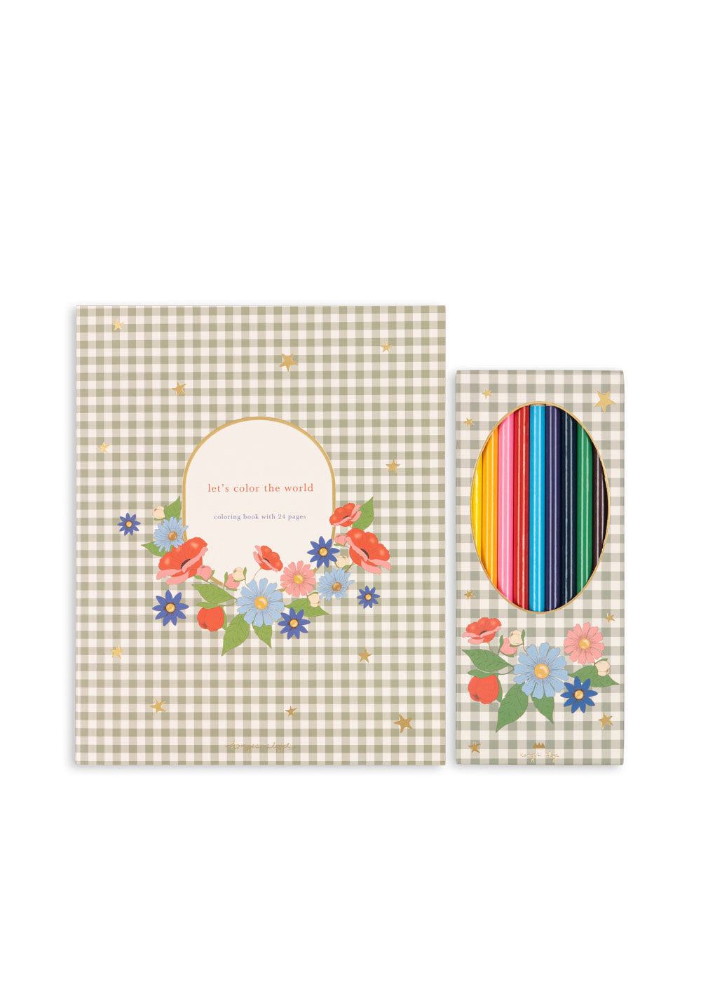 Carte de colorat cu creioane colorate Konges Slojd – Green Tea Check