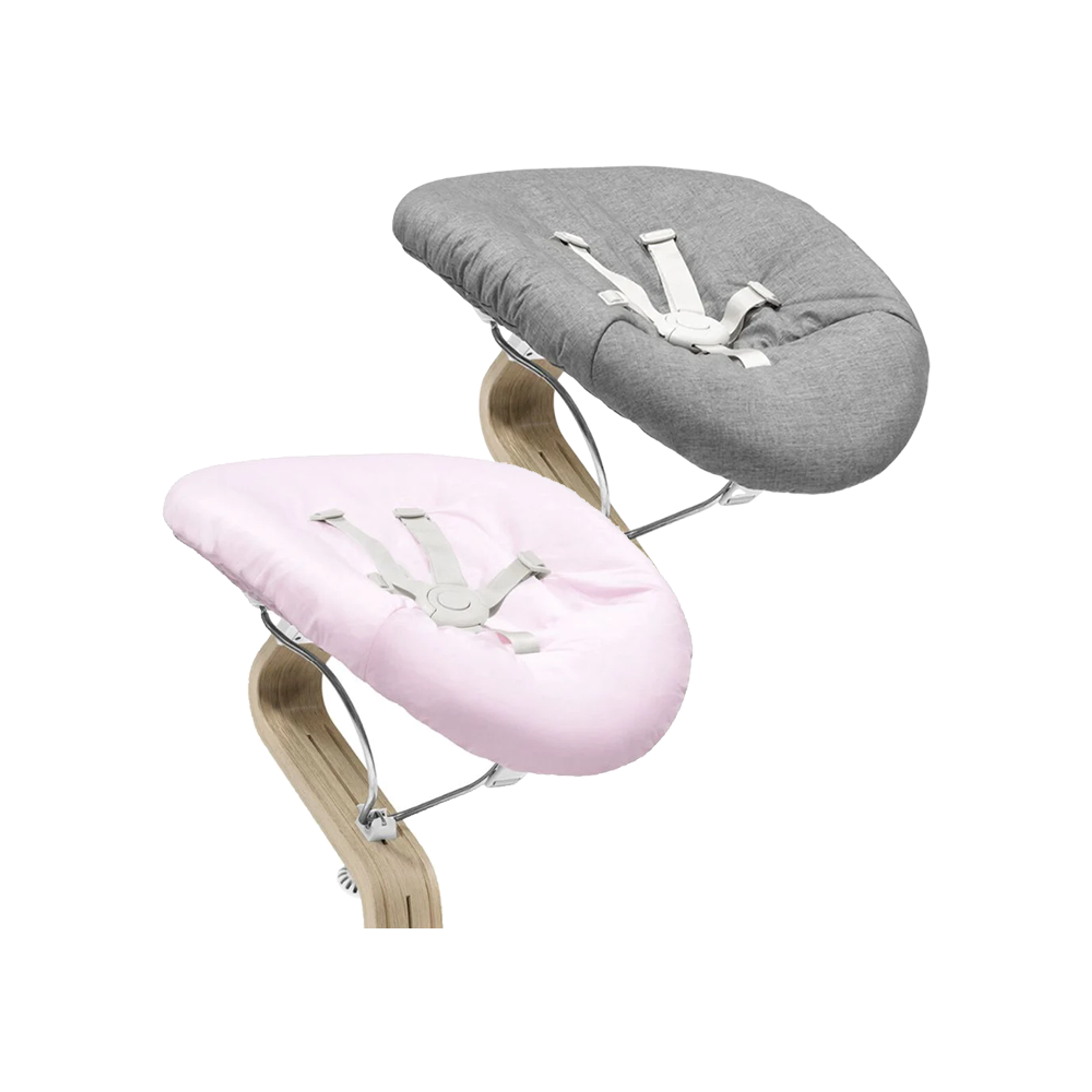 Accesoriu nou-nascut reversibil pentru scaunul de masa Nomi Stokke - White Plastic/Grey Pink