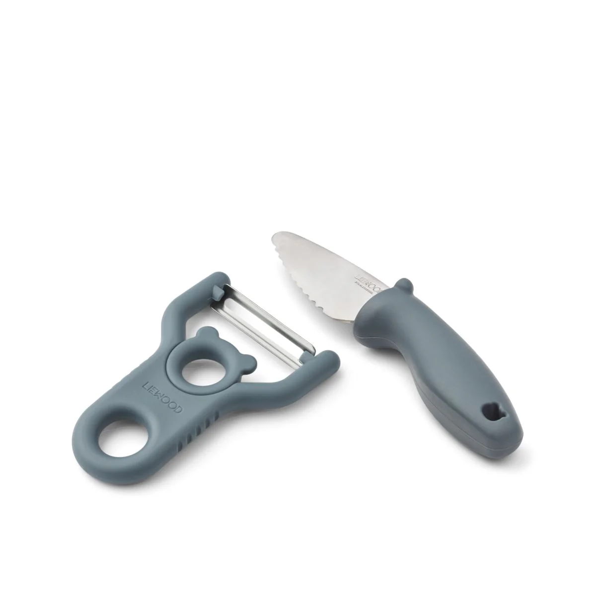 Set cutit si peeler pentru copii Pertense Liewood – Whale Blue