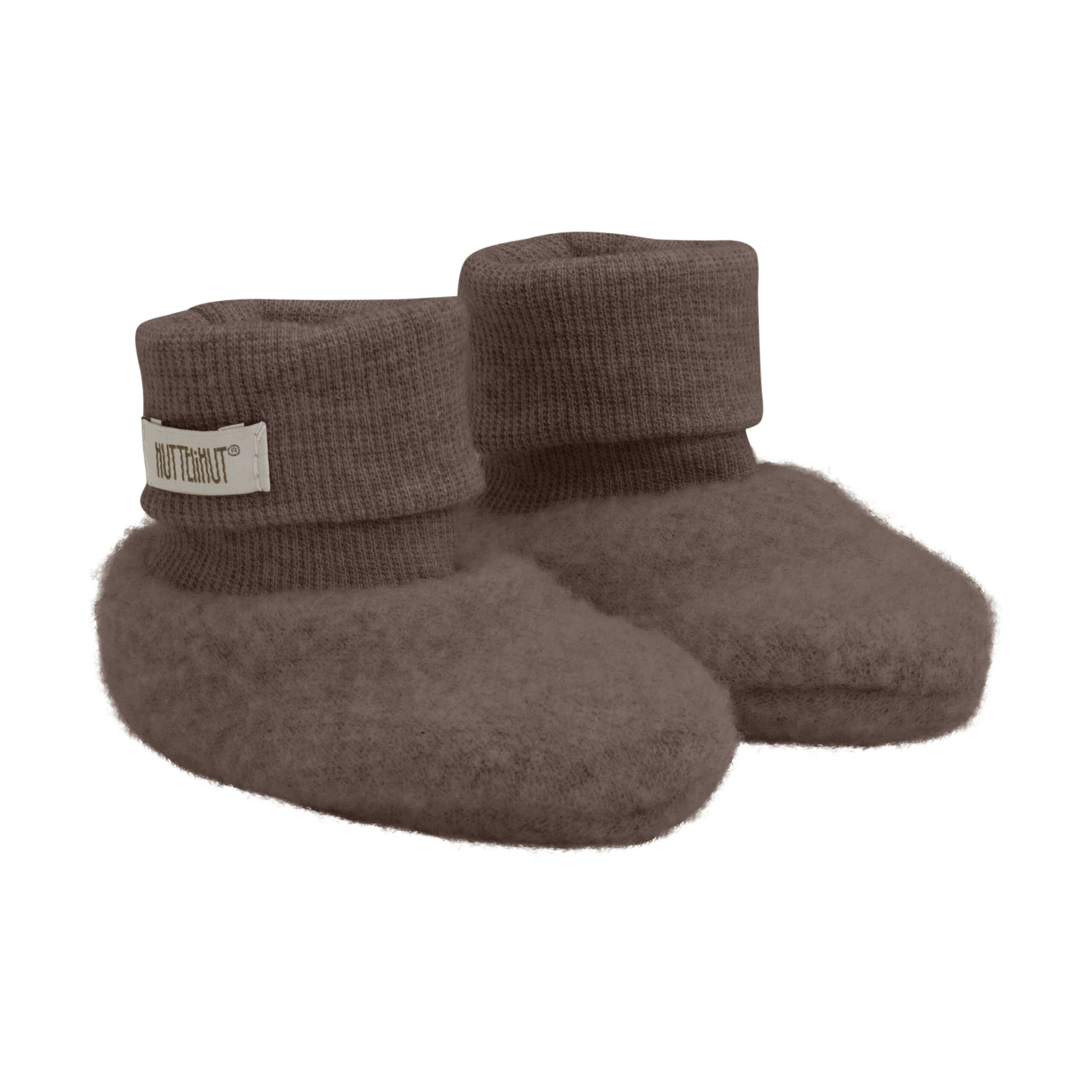 Botosei din lana fleece Huttelihut – Brown Melange