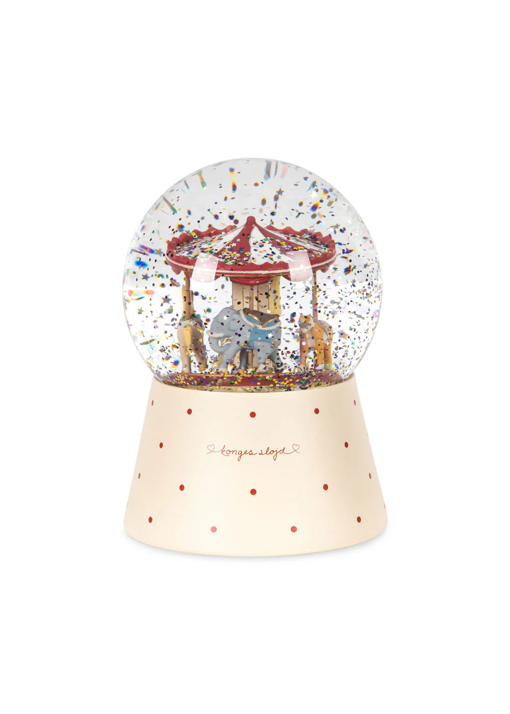 Our sparkling glow ball is a beautiful and incredibly detailed glitter globe with a carrousel inside. A real collector's item that will decorate any kids' room. Shake and the glitter will gently dance around. Designed with a practical light feature that makes it ideal to use as a lamp.