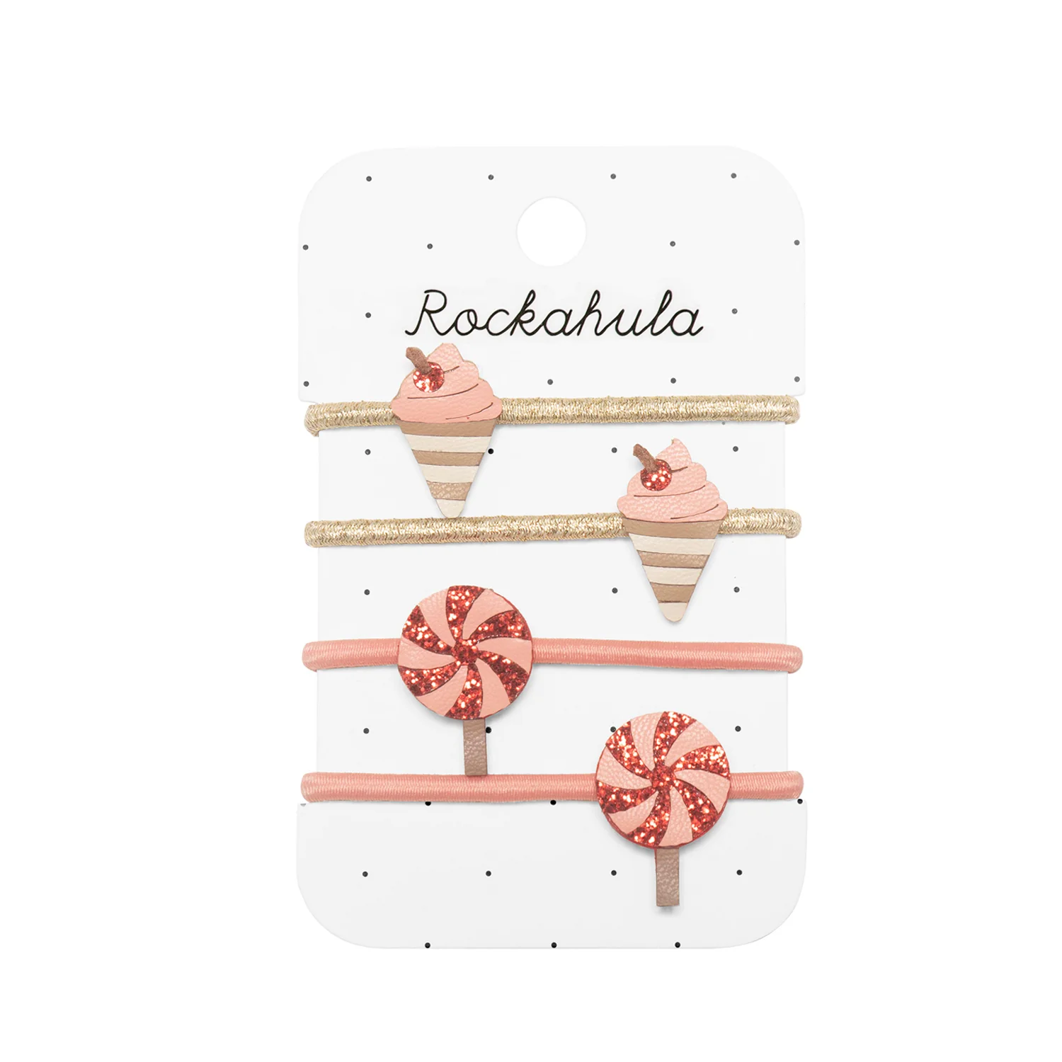 Set 4 elastice pentru par Very Cherry Ice Cream Rockahula