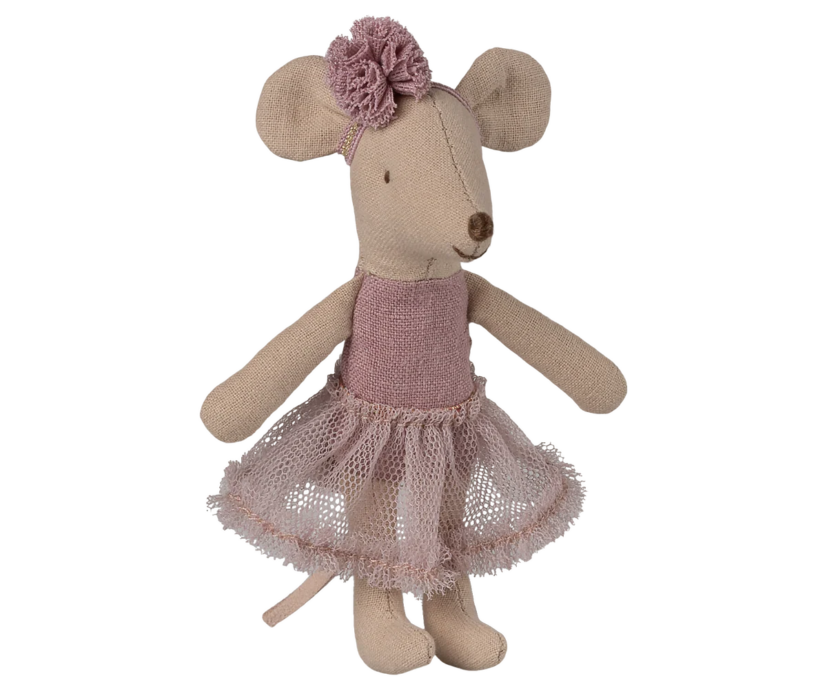 Jucarie textila Ballerina Mouse Little Sister Maileg - Heather