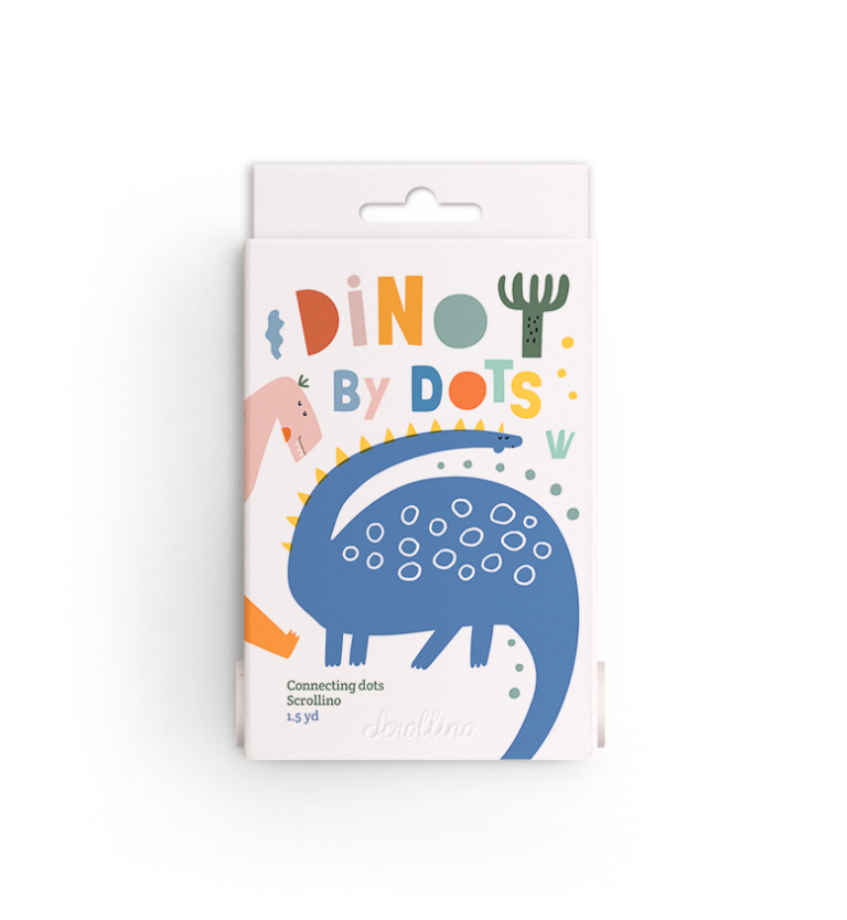 Carte de colorat si joc Dot to Dot Scrollino - Dino by Dots
