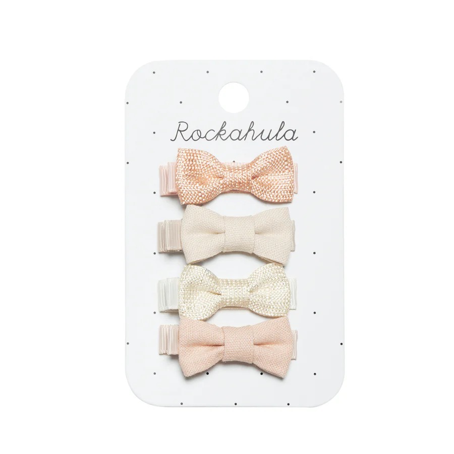 Set 4 clipsuri pentru par Linen Mini Bow Rockahula
