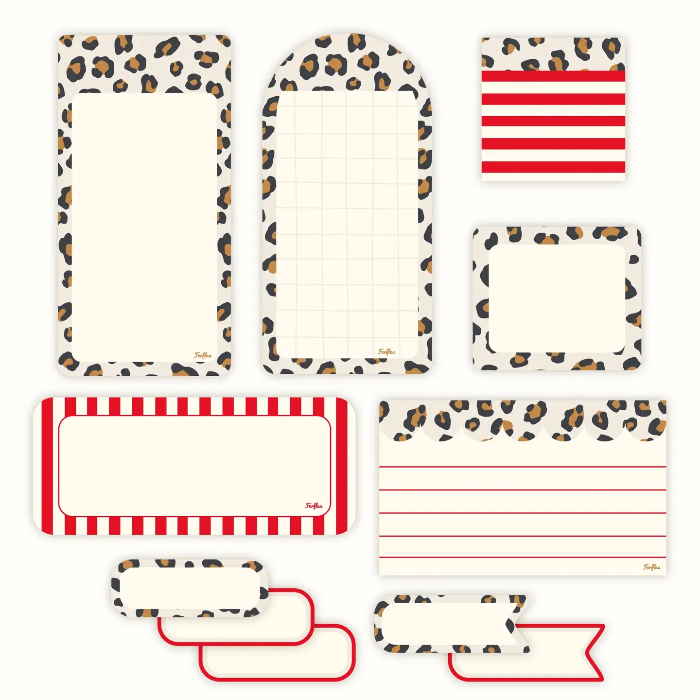 Sticky Notes magnetice pentru tabla magnetica Ferflex - Leopard and Breton Stripe