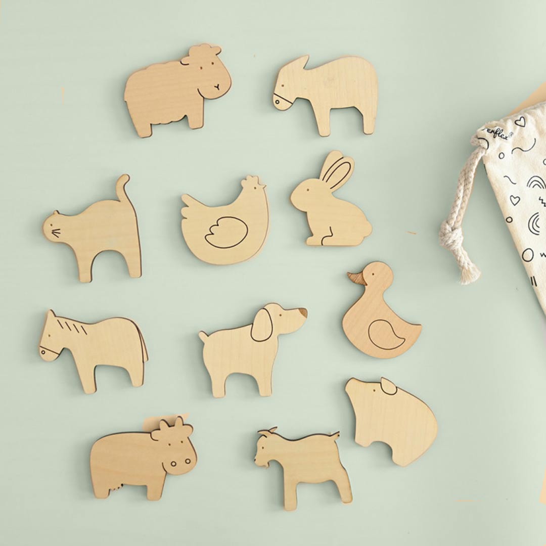 Joc magnetic din lemn Ferflex - Farm Animals