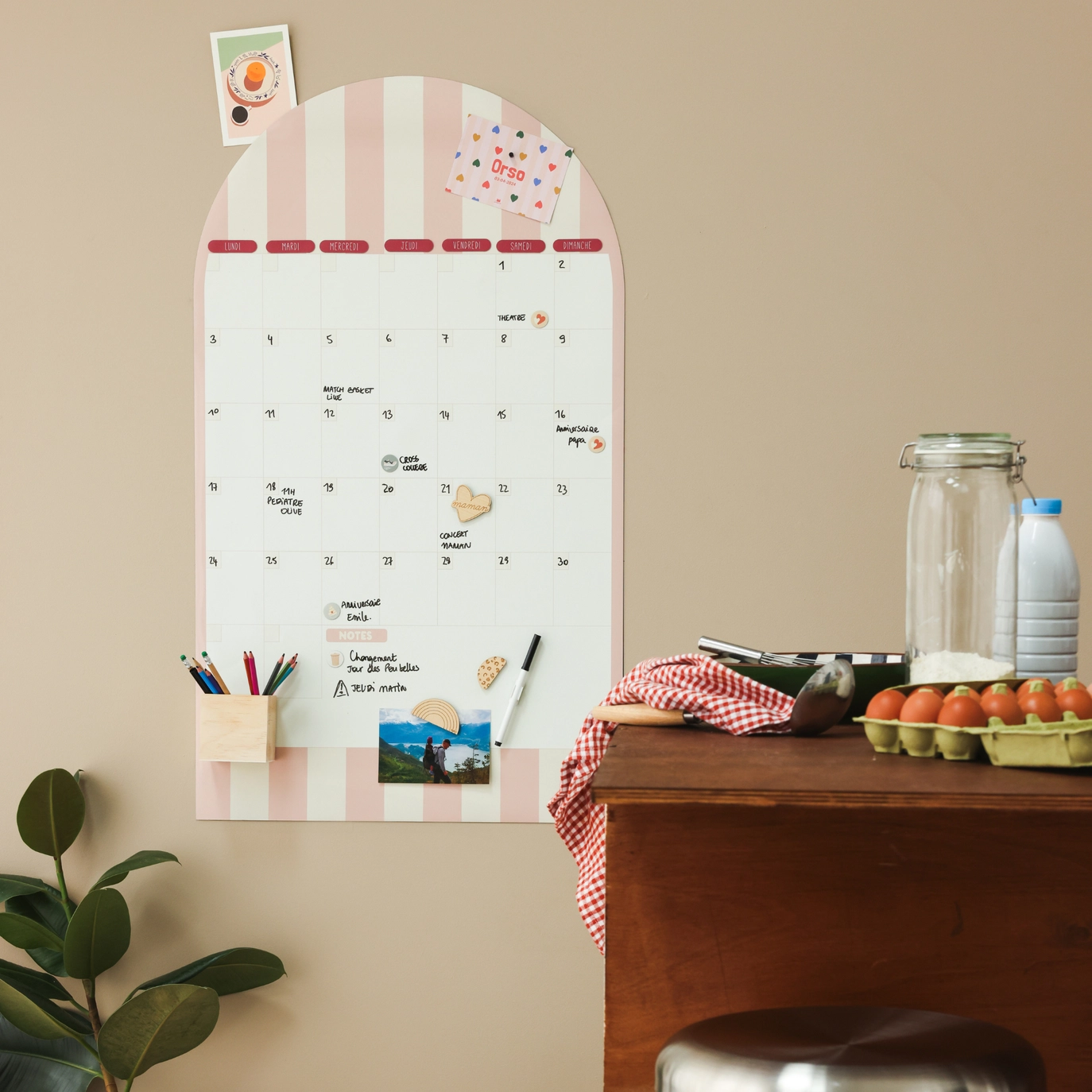 Tabla magnetica Perpetual Monthly Calendar Ferflex - Striped Arch