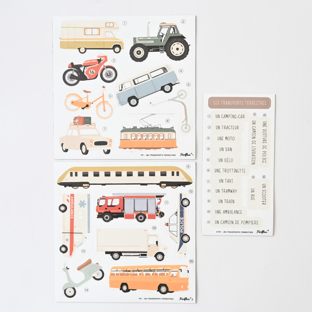 Joc magnetic pentru tabla magnetica Ferflex - Land Transport (French Version)