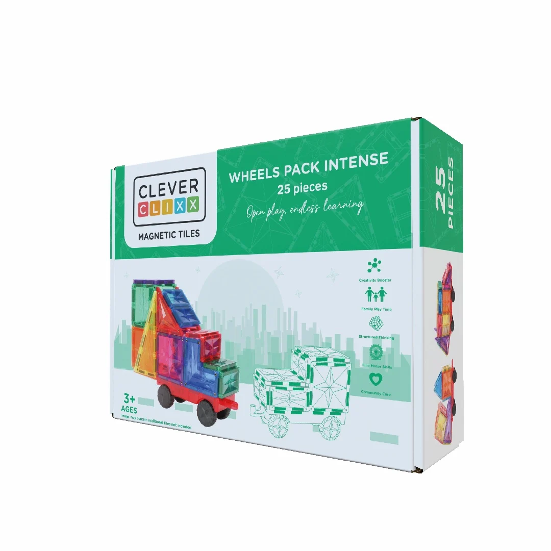 Set magnetic de construit cu roti CleverClixx - 25 piese