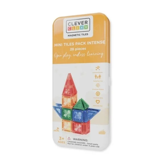 Set de construit cu mini placi magnetice CleverClixx - 28 piese