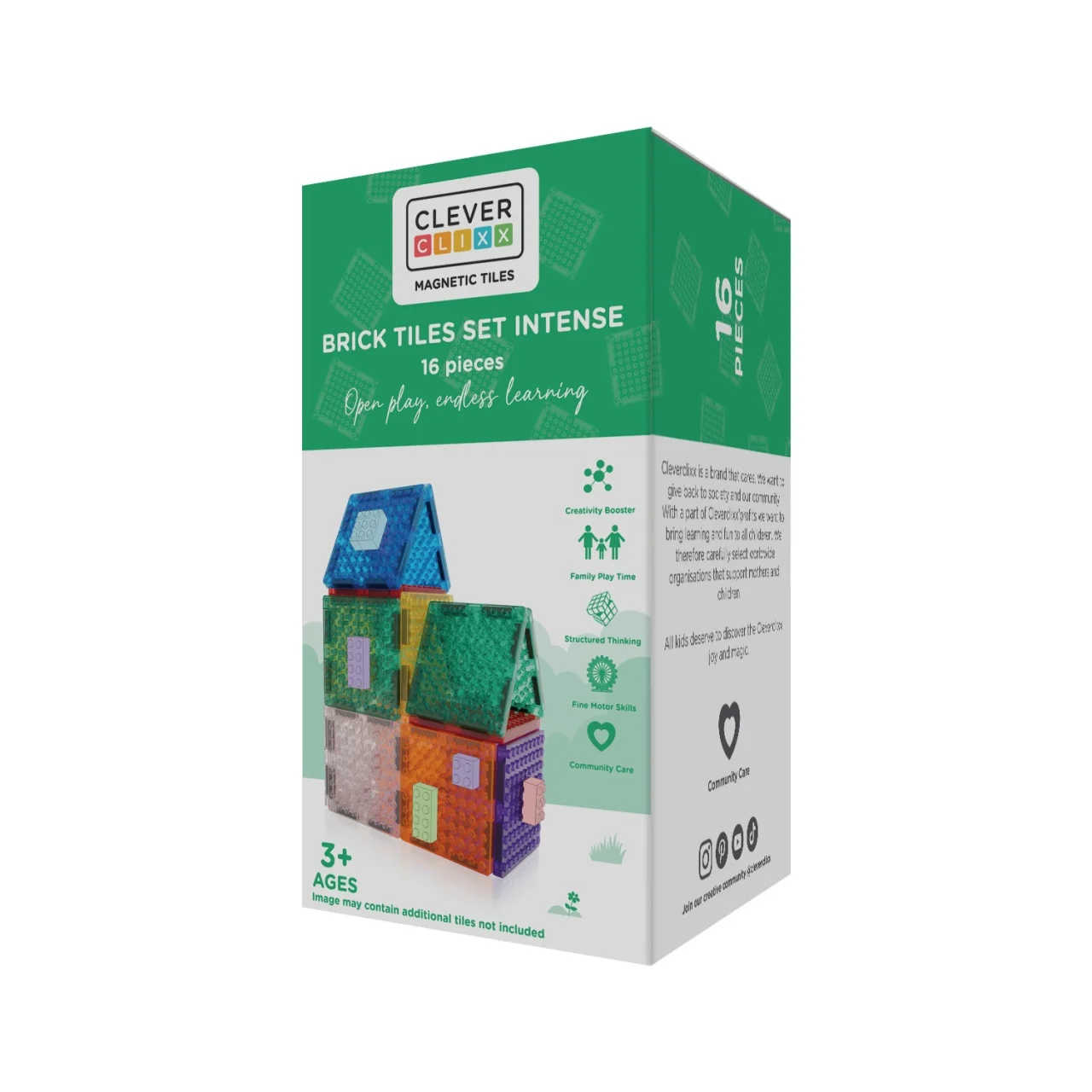 Set magnetic de construit CleverClixx - Brick Tiles 16 piese