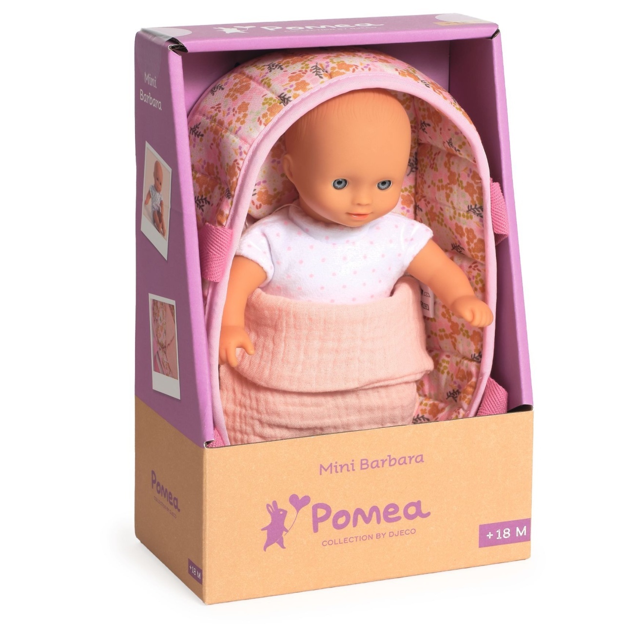 Papusa bebelus Pomea Djeco – Barbara cu cosulet