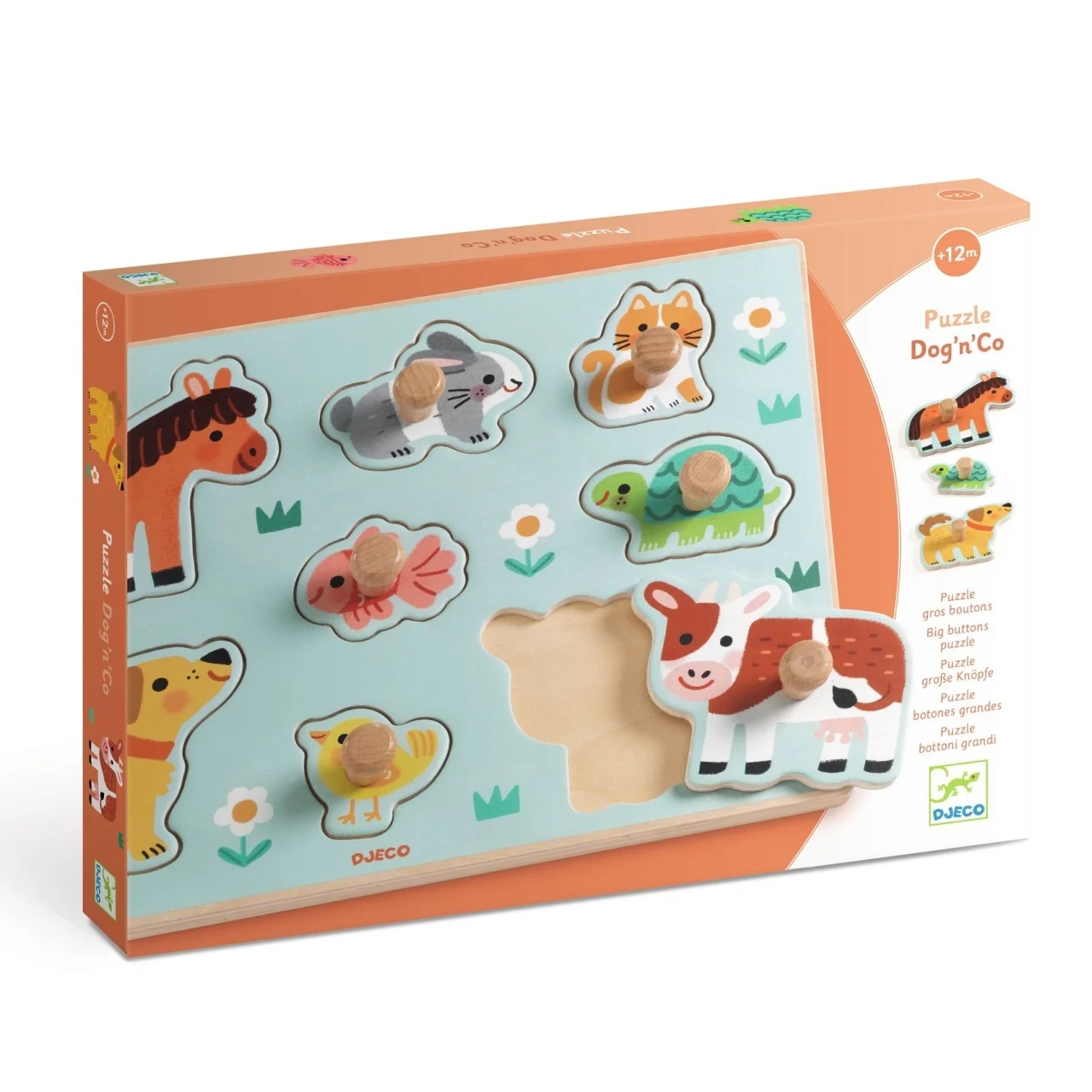 Puzzle din lemn cu butoni Djeco