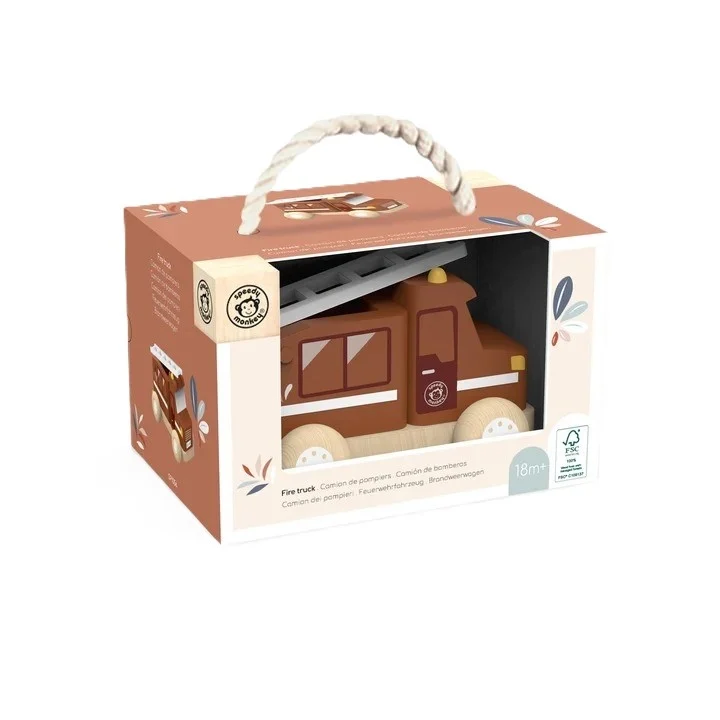 Masina de pompieri din lemn Speedy Monkey